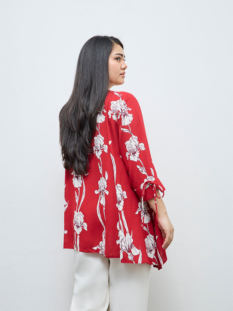 Gia Red Foliage Printed Blouse