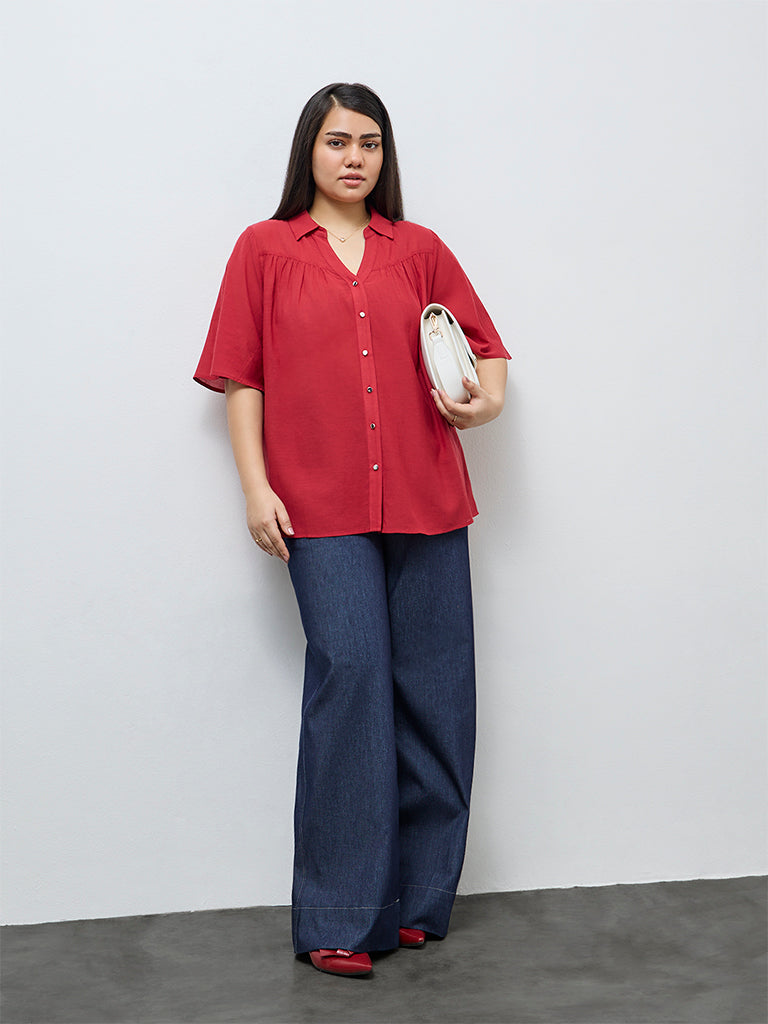 Gia Red Solid Blouse