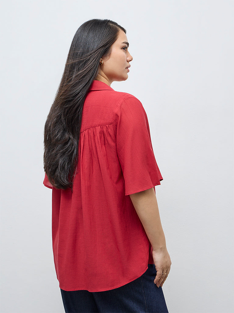 Gia Red Solid Blouse