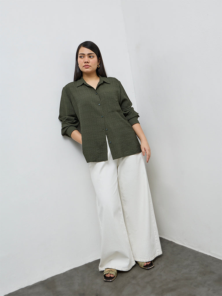 Gia Olive Self-Textured Shirt