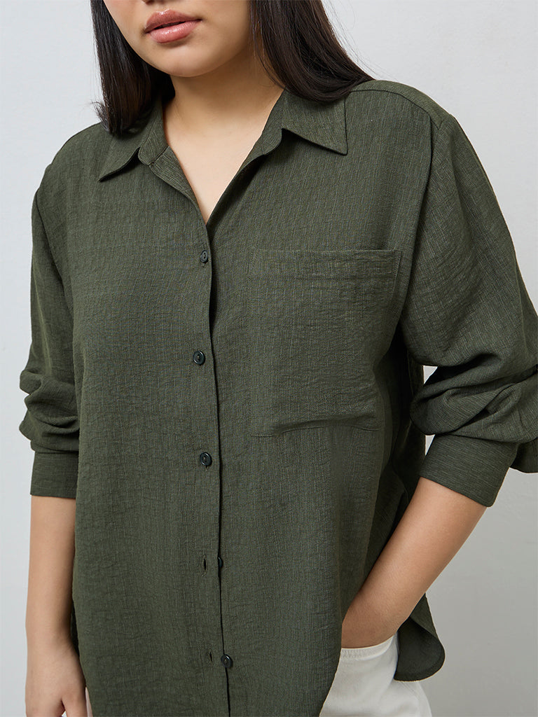 Gia Olive Self-Textured Shirt