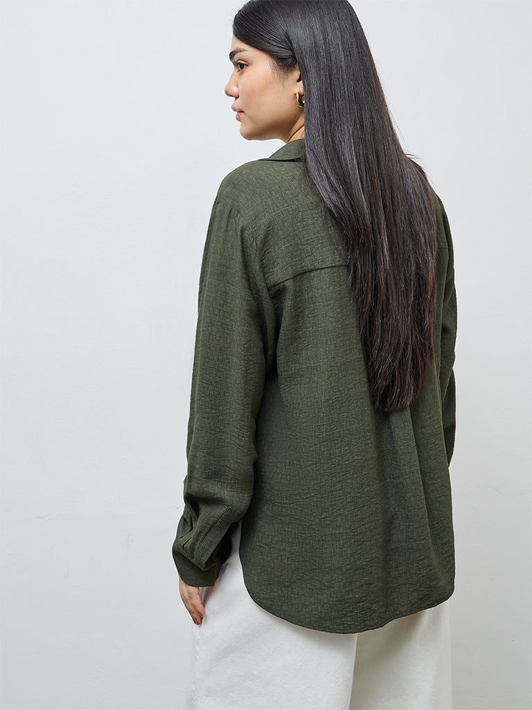 Gia Olive Self-Textured Shirt