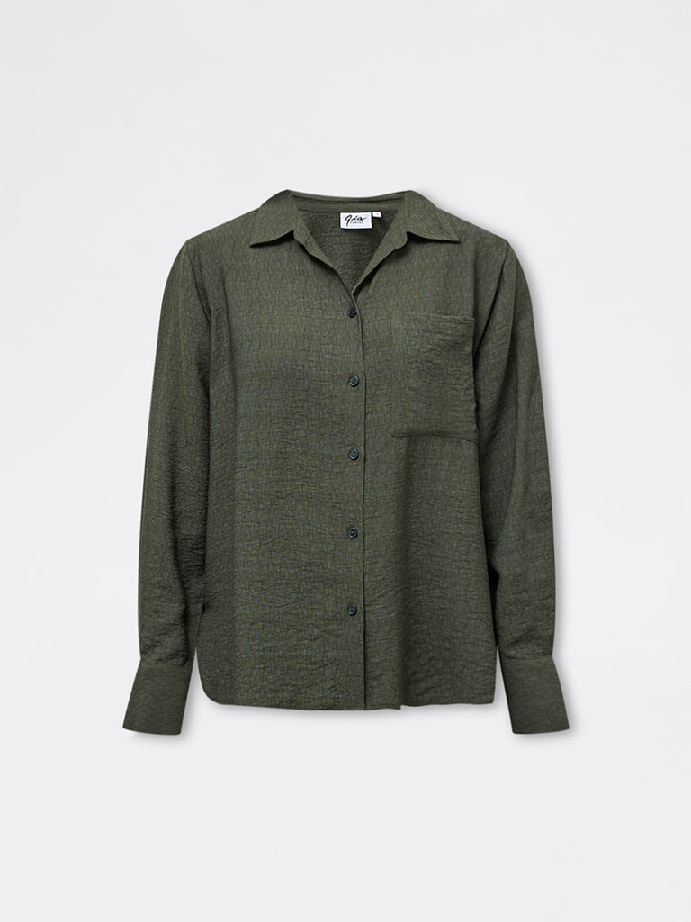 Gia Olive Self-Textured Shirt