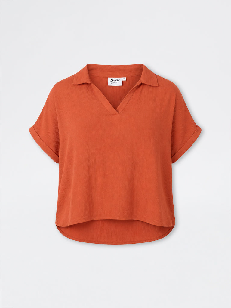 Gia Orange Textured T-Shirt