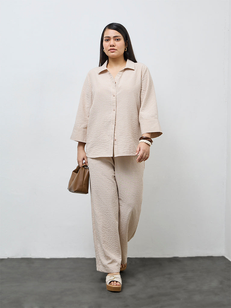 Gia Beige Striped Shirt