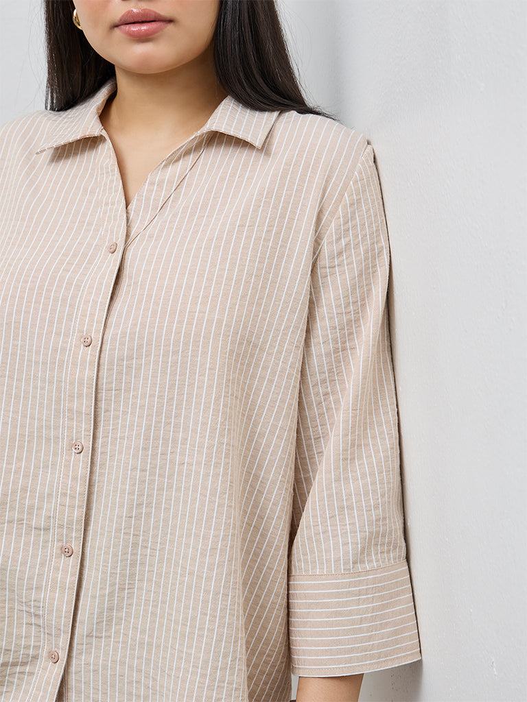 Gia Beige Striped Shirt