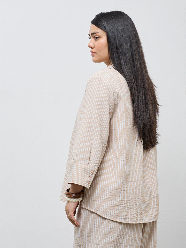 Gia Beige Striped Shirt