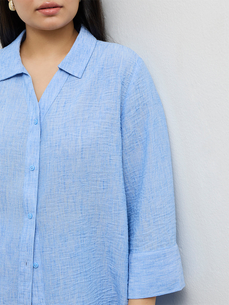 Gia Light Blue Textured Shirt