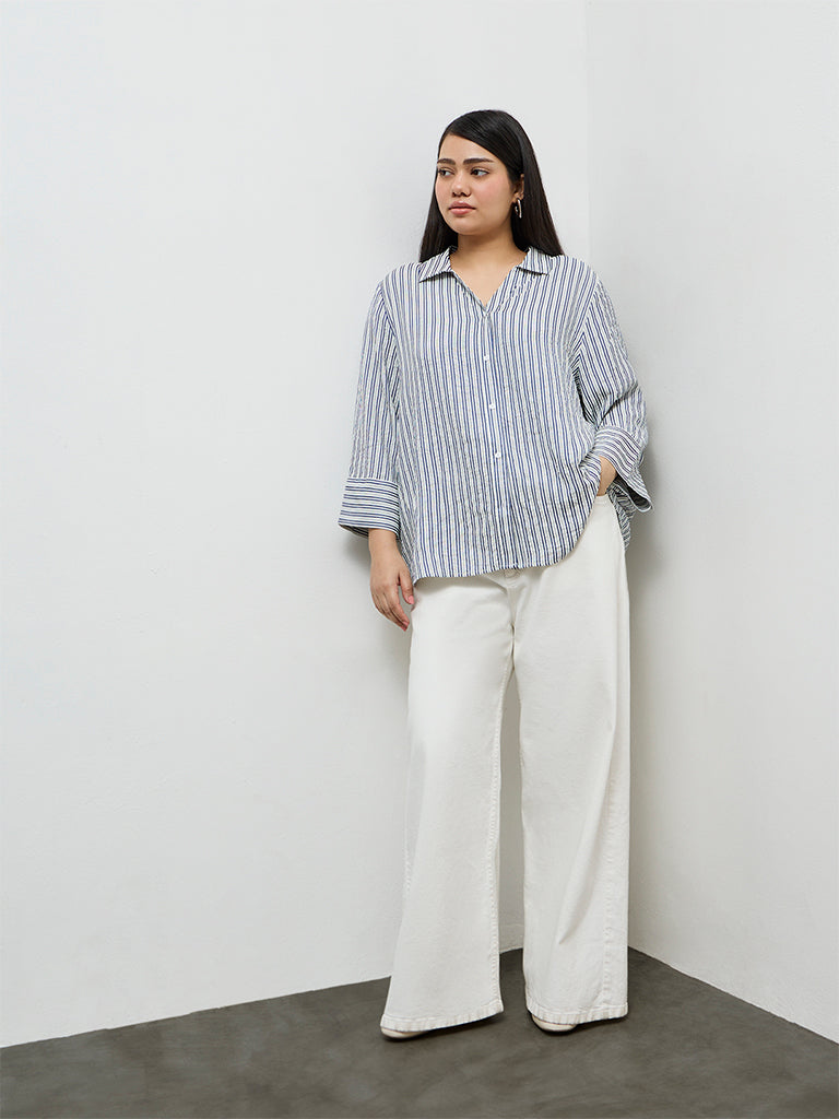 Gia Navy Striped Shirt