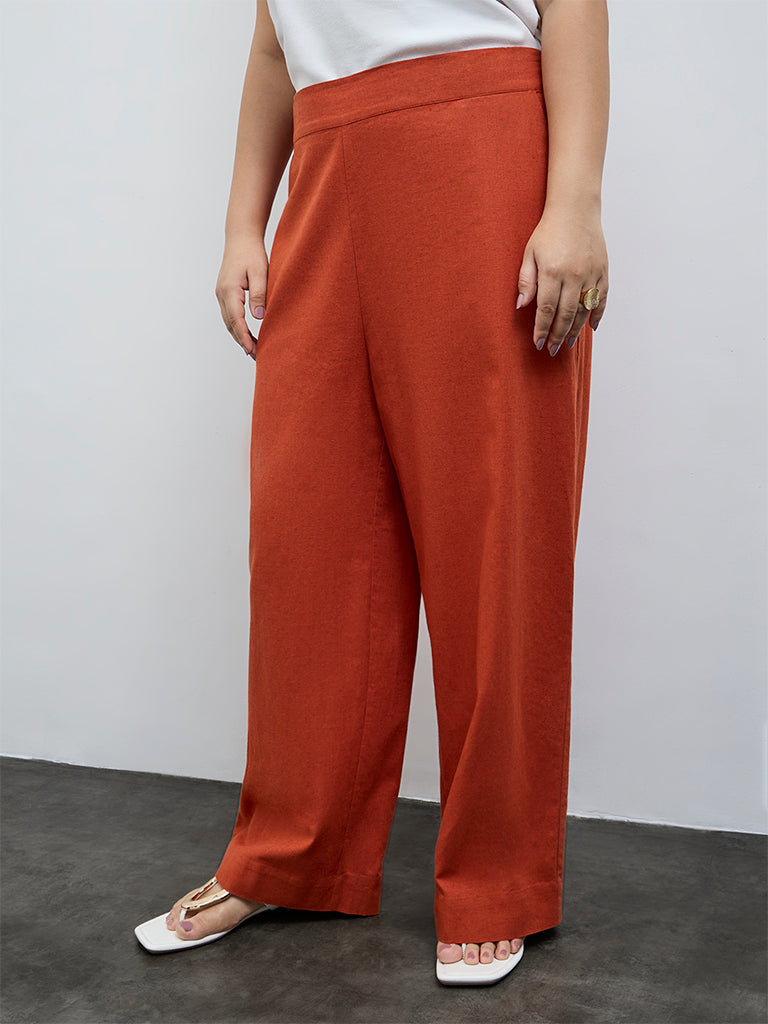 Gia Rust Solid High-Rise Pants