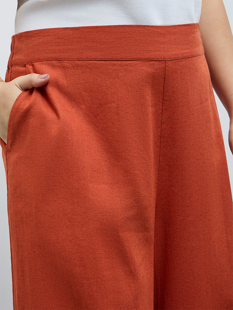 Gia Rust Solid High-Rise Pants