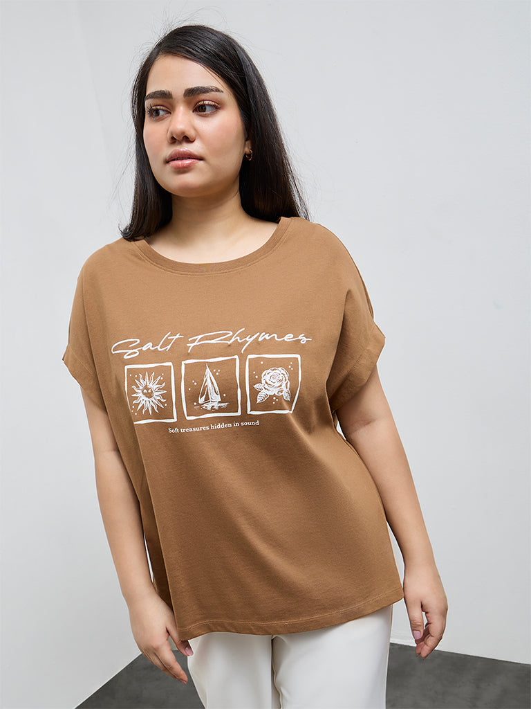 Gia Brown Graphic Cotton T-Shirt