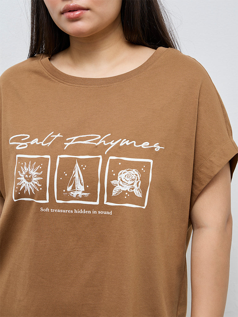Gia Brown Graphic Cotton T-Shirt