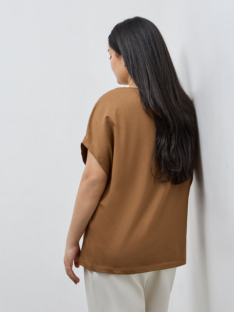 Gia Brown Graphic Cotton T-Shirt