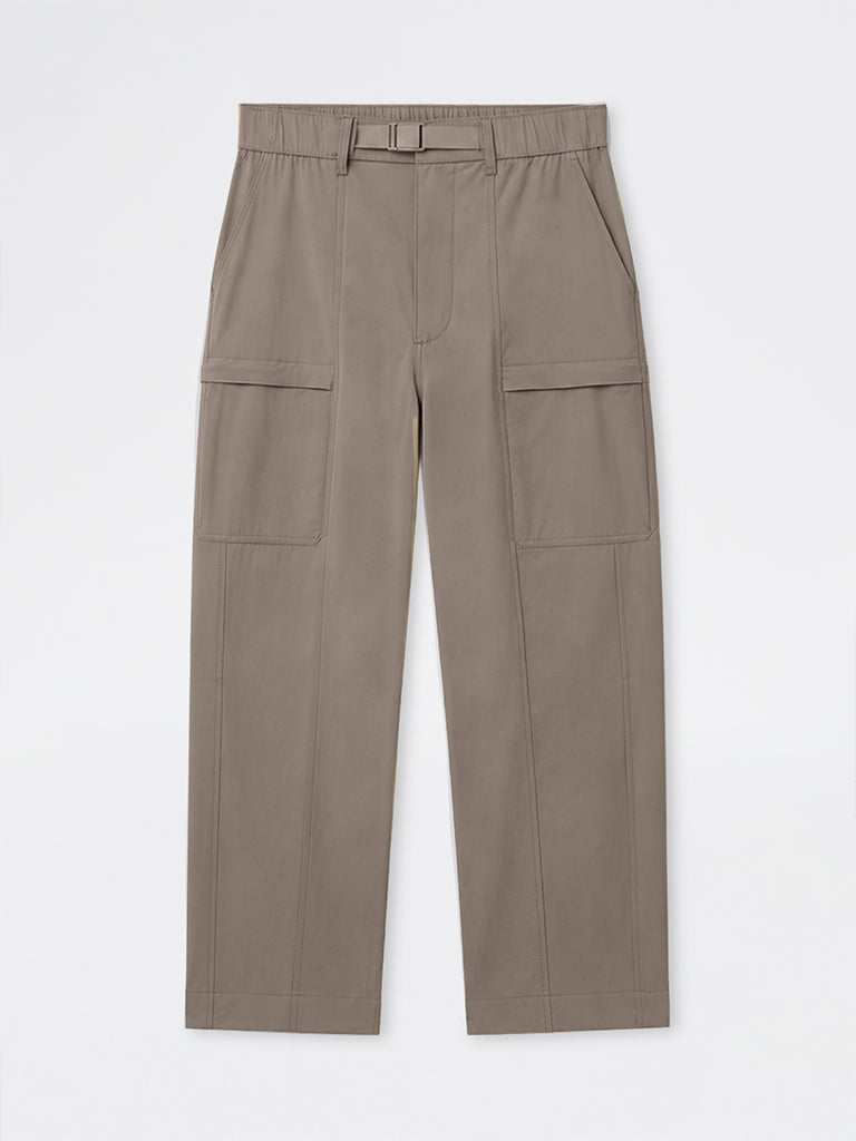 Nuoflexx Taupe Solid Relaxed-Fit Mid-Rise Pants