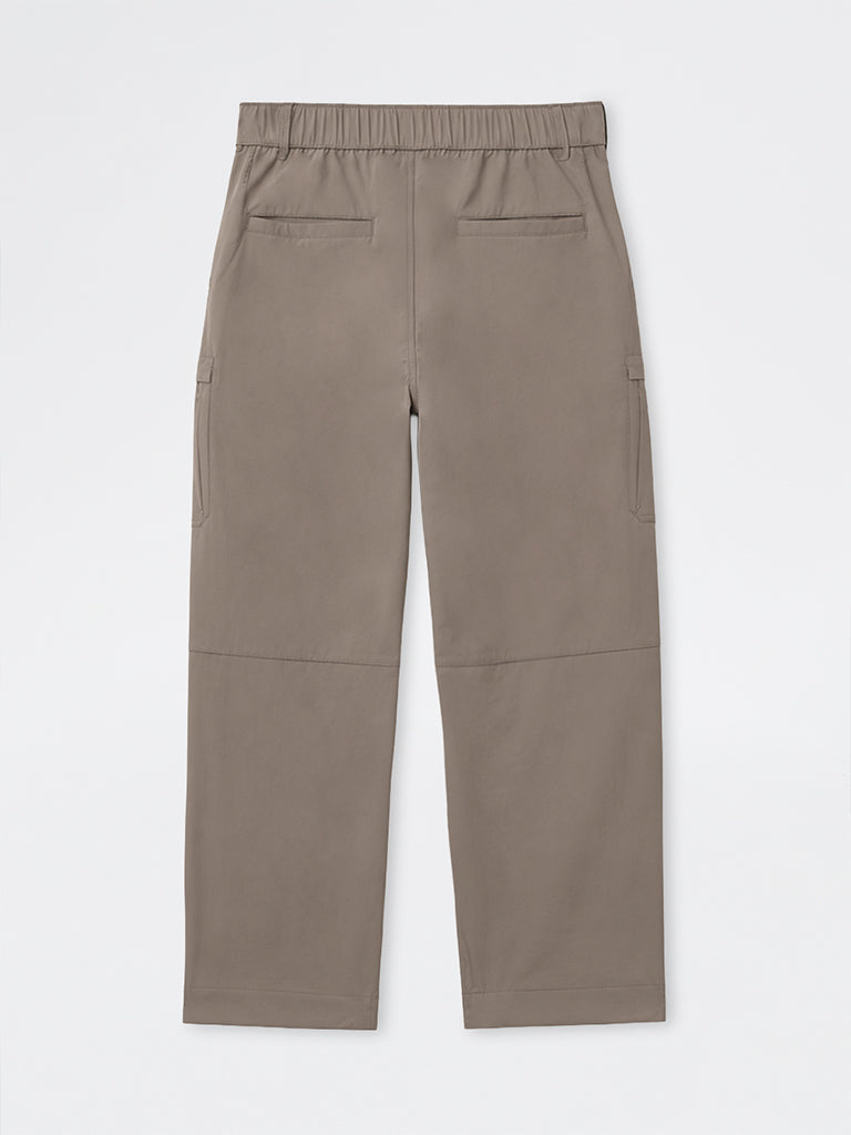 Nuoflexx Taupe Solid Relaxed-Fit Mid-Rise Pants