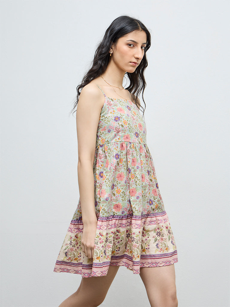 Buy Bombay Paisley Multicolour Foliage Pattern Cotton A-Line Dress from  Westside