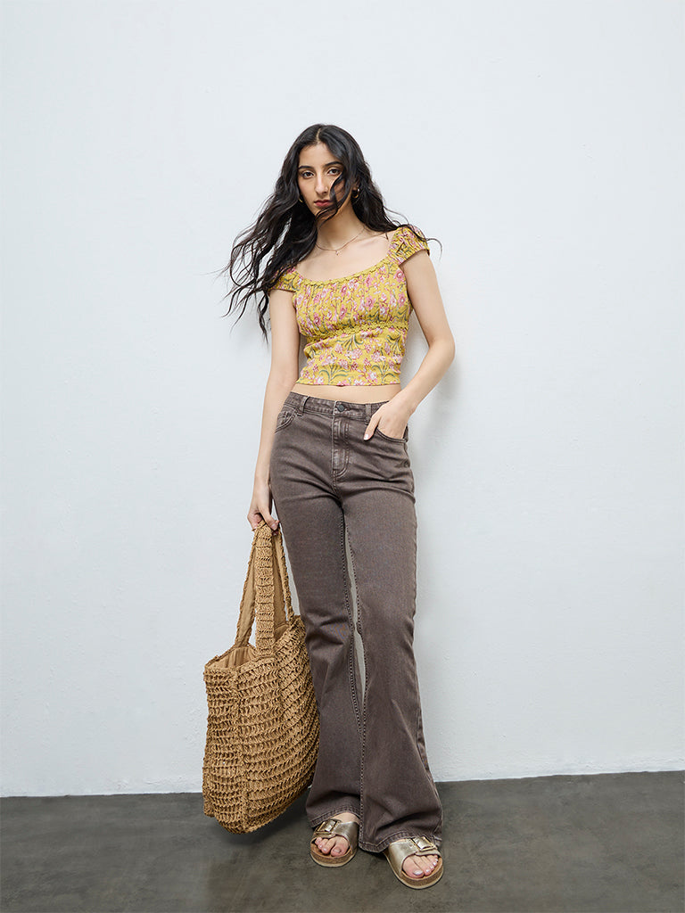 Bombay Paisley Yellow Floral Cotton Top