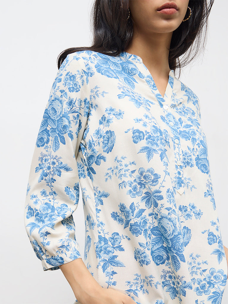 Utsa Indigo Floral Tunic