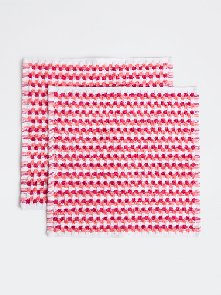 Westside Home Pink Popcorn Textured Face Towel (Set of 2)