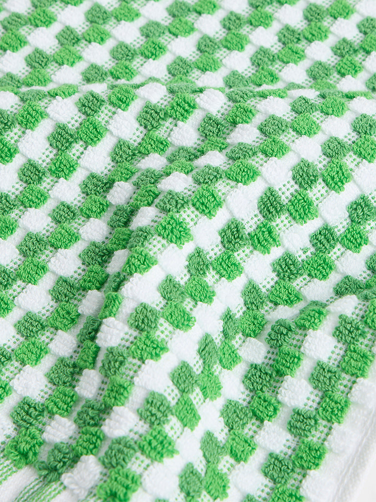 Westside Home Green Popcorn Textured Face Towel (Set of 2)