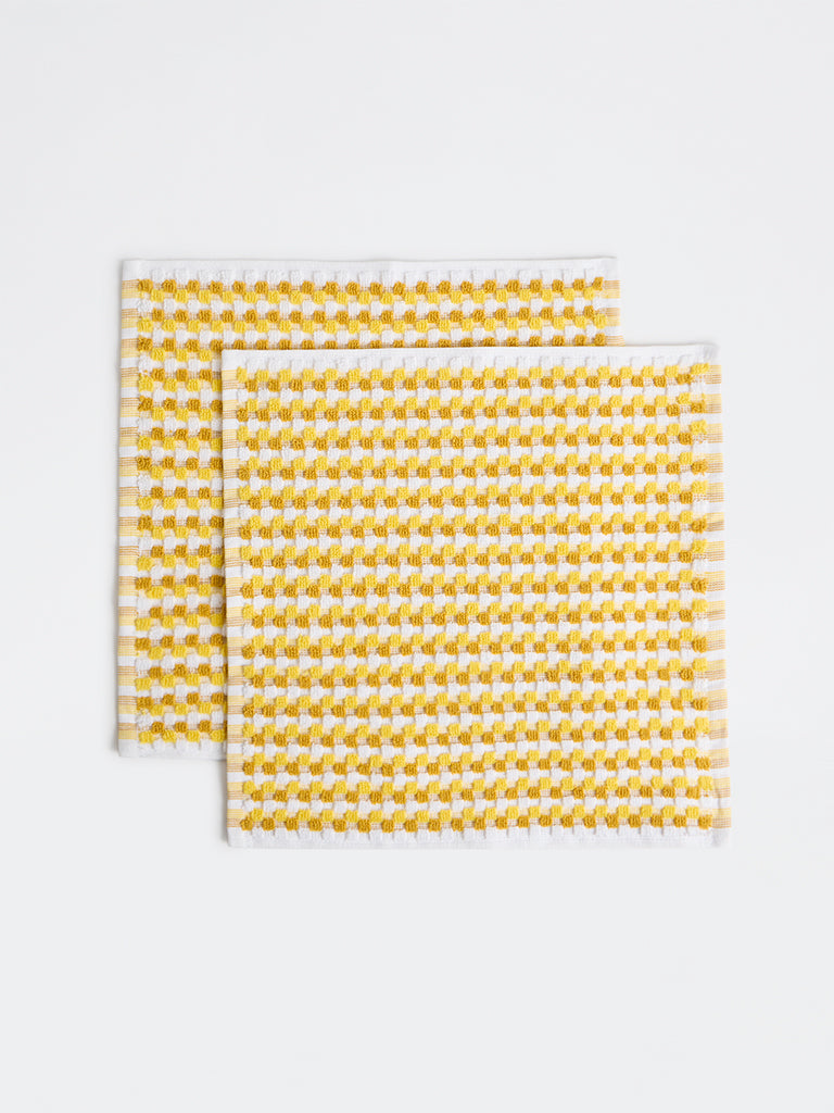 Westside Home Yellow Popcorn Textured Face Towel (Set of 2)
