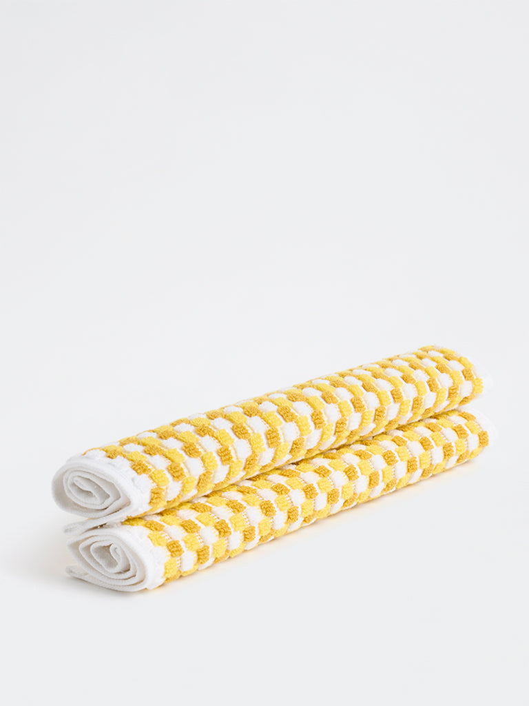 Westside Home Yellow Popcorn Textured Face Towel (Set of 2)