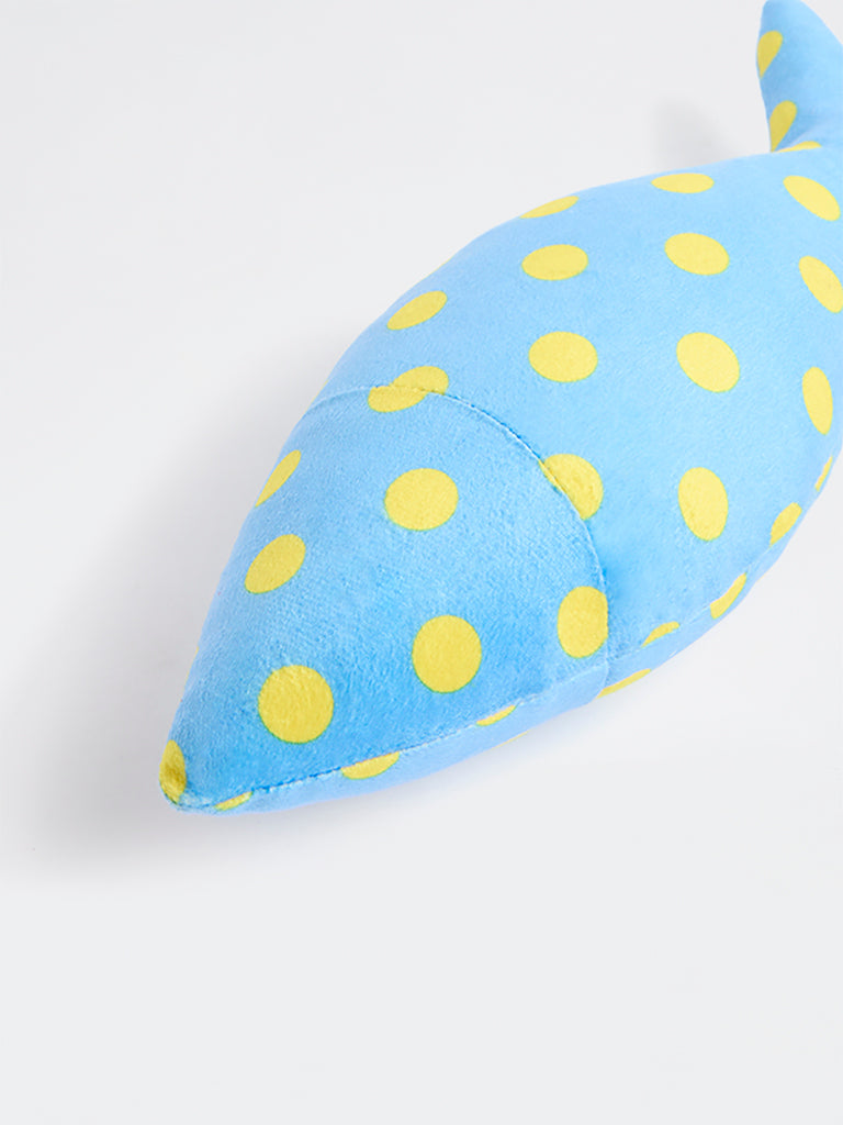 Westside Home Blue Polka-Dot Fish-Shaped Plush Pet Toy
