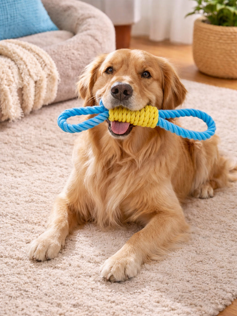 Westside Home Blue And Yellow Twisted Loop Rope Pet Toy