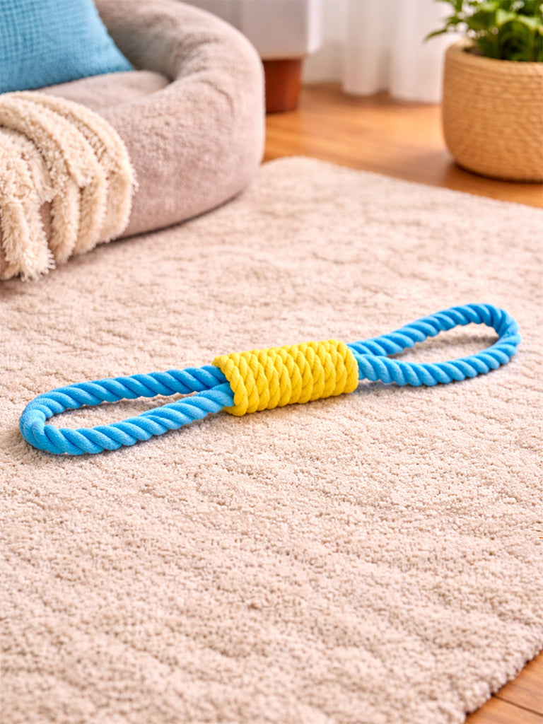 Westside Home Blue And Yellow Twisted Loop Rope Pet Toy