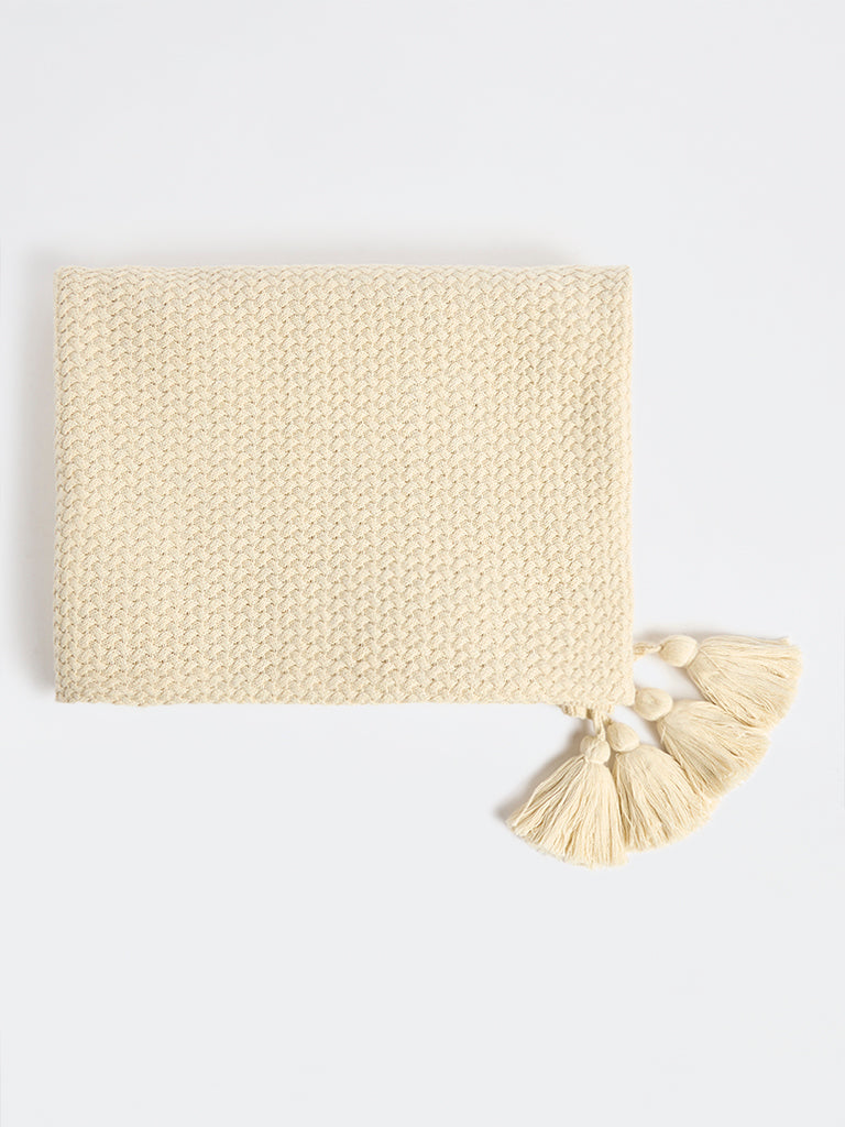 Westside Home Off-White Knit-Textured Throw