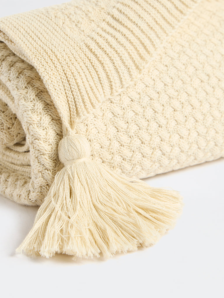 Westside Home Off-White Knit-Textured Throw