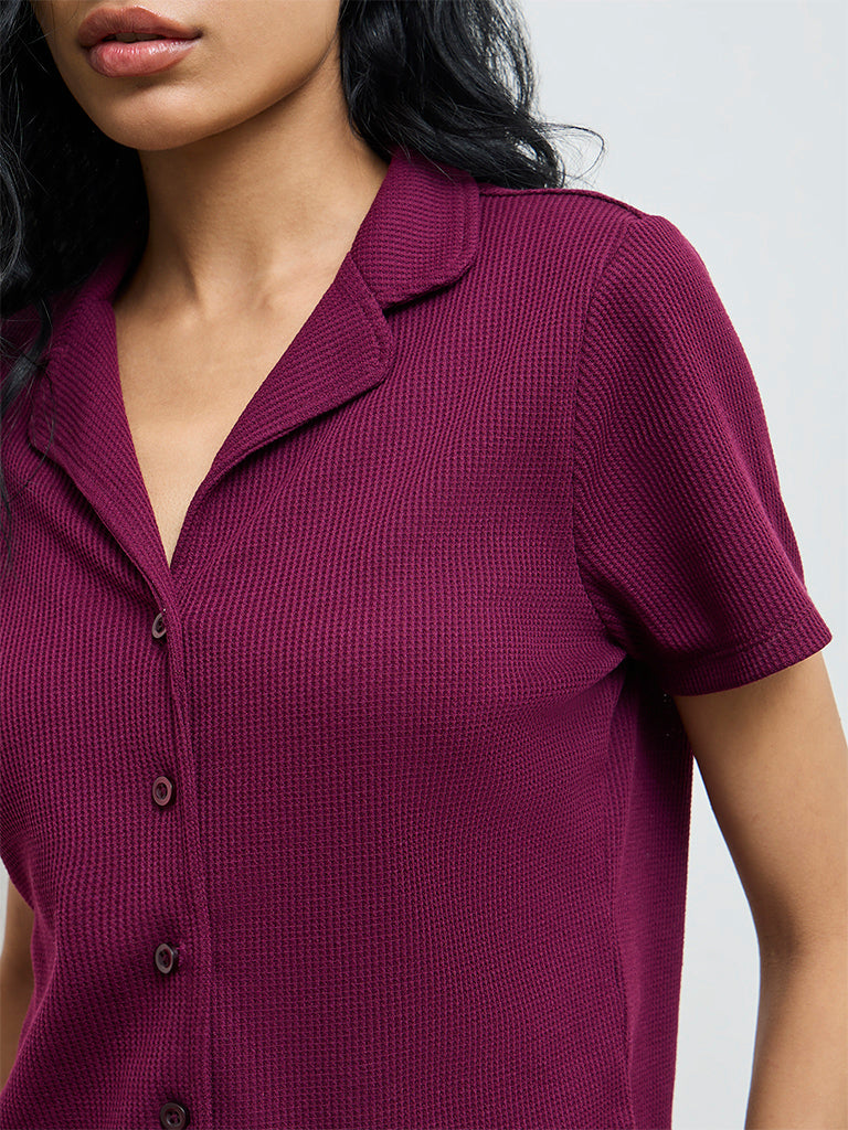 Superstar Plum Textured Shirt