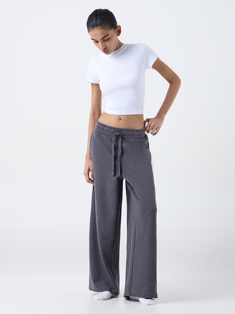 Superstar Charcoal High-Rise Cotton-Blend Pants