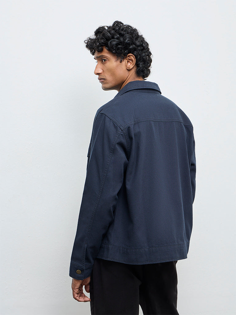 WES Casuals Navy Relaxed-Fit Cotton Jacket