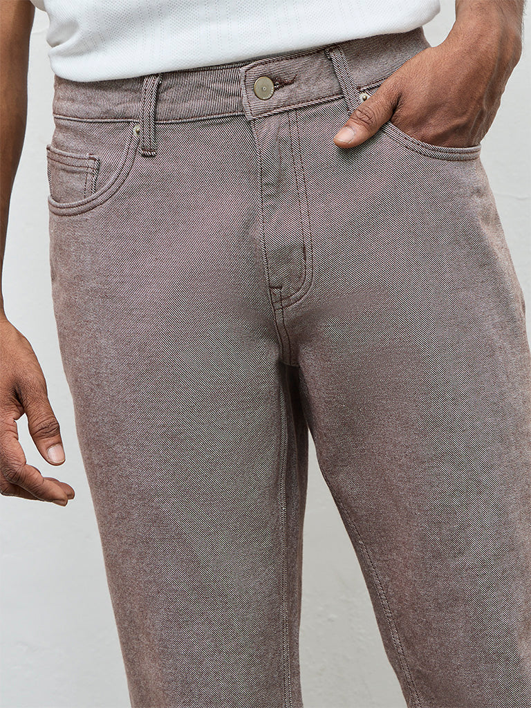 WES Casuals Brown Relaxed-Fit Mid-Rise Jeans
