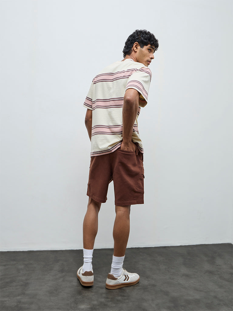 Nuon Brown Relaxed-Fit Mid-Rise Shorts