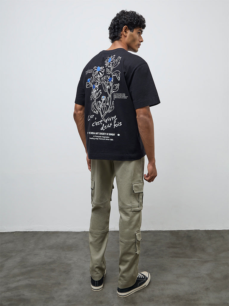 Nuon Sage Cargo-Style Relaxed-Fit Mid-Rise Cotton-Blend Pants
