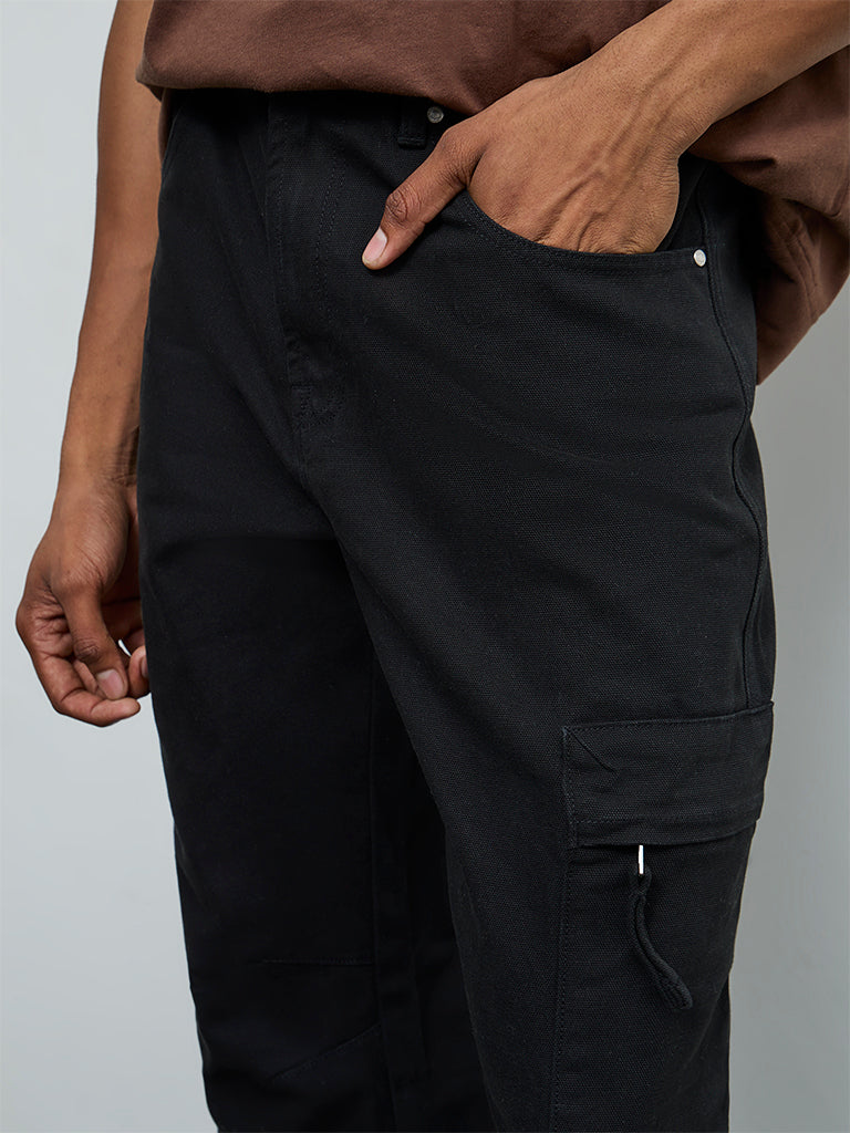 Nuon Black Relaxed-Fit Mid-Rise Cargo Pants