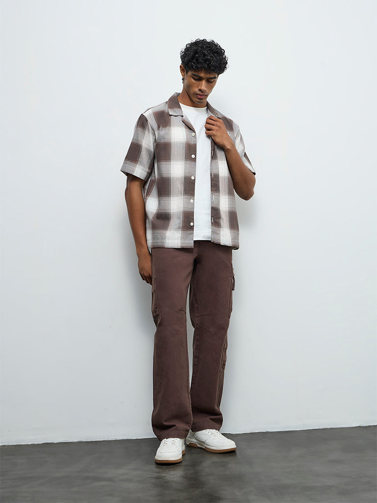 Nuon Brown Relaxed-Fit Mid-Rise Cargo Pants