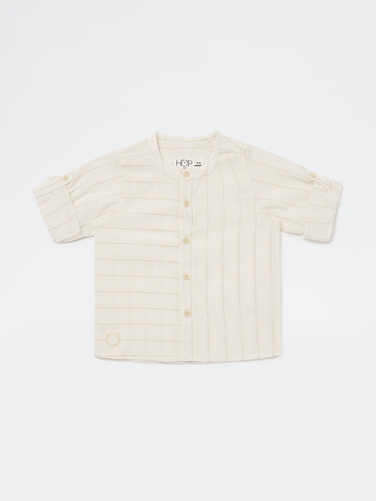HOP Baby Boys Off-White Striped Cotton-Blend Shirt