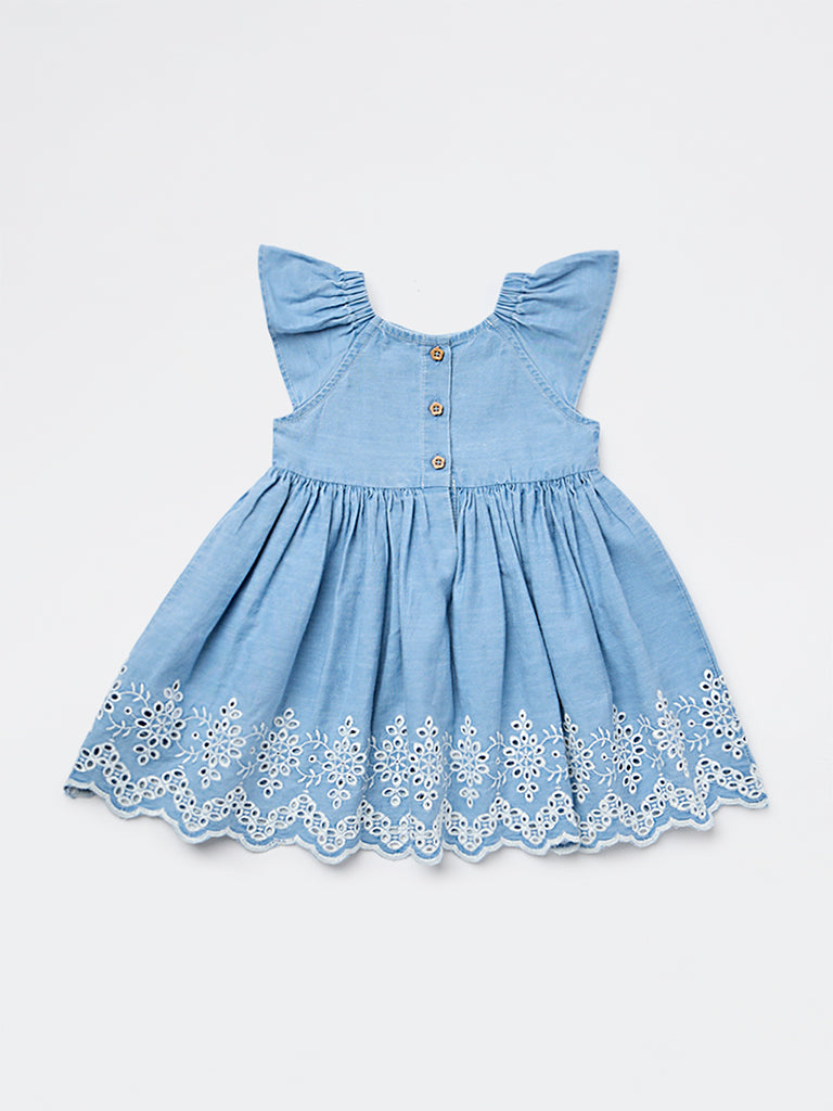 sachin and babi light blue dress Akira Embroidered Denim Mini Dress - Mid Blue main image 1