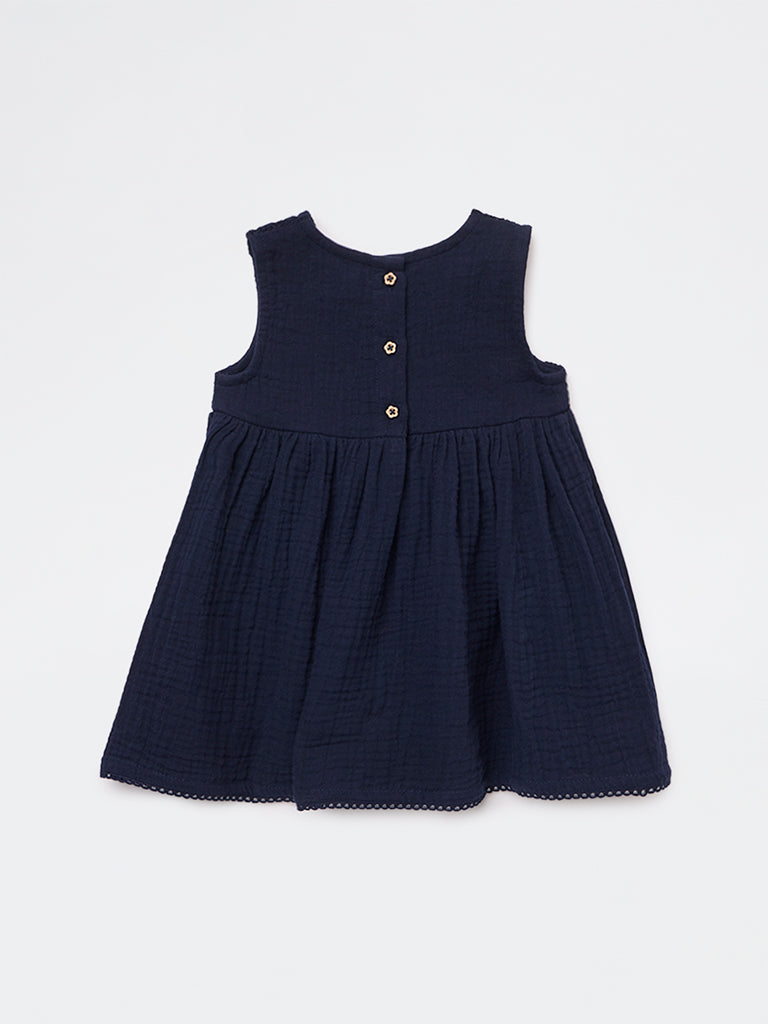 Buy HOP Baby Girls Navy Crochet-Detailed Cotton A-Line Dress from Westside Buy HOP Baby Girls Navy Crochet-Detailed Cotton A-Line Dress from Westside