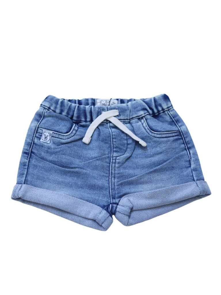 HOP Baby Boys Light Blue Washed Regular Fit Denim Shorts