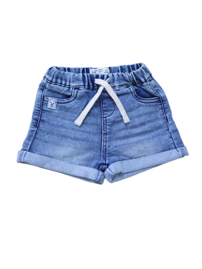 HOP Baby Boys Blue Washed Regular Fit Denim Shorts