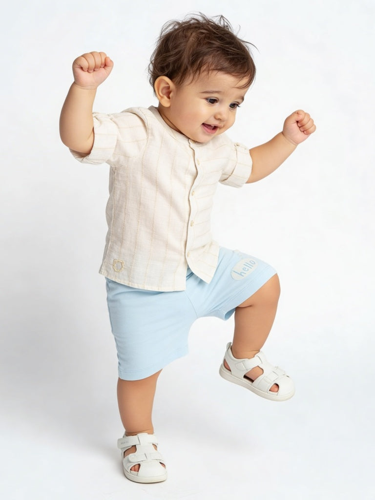 HOP Baby Boys Multicolour Printed Mid-Rise Cotton Shorts - Pack of 5
