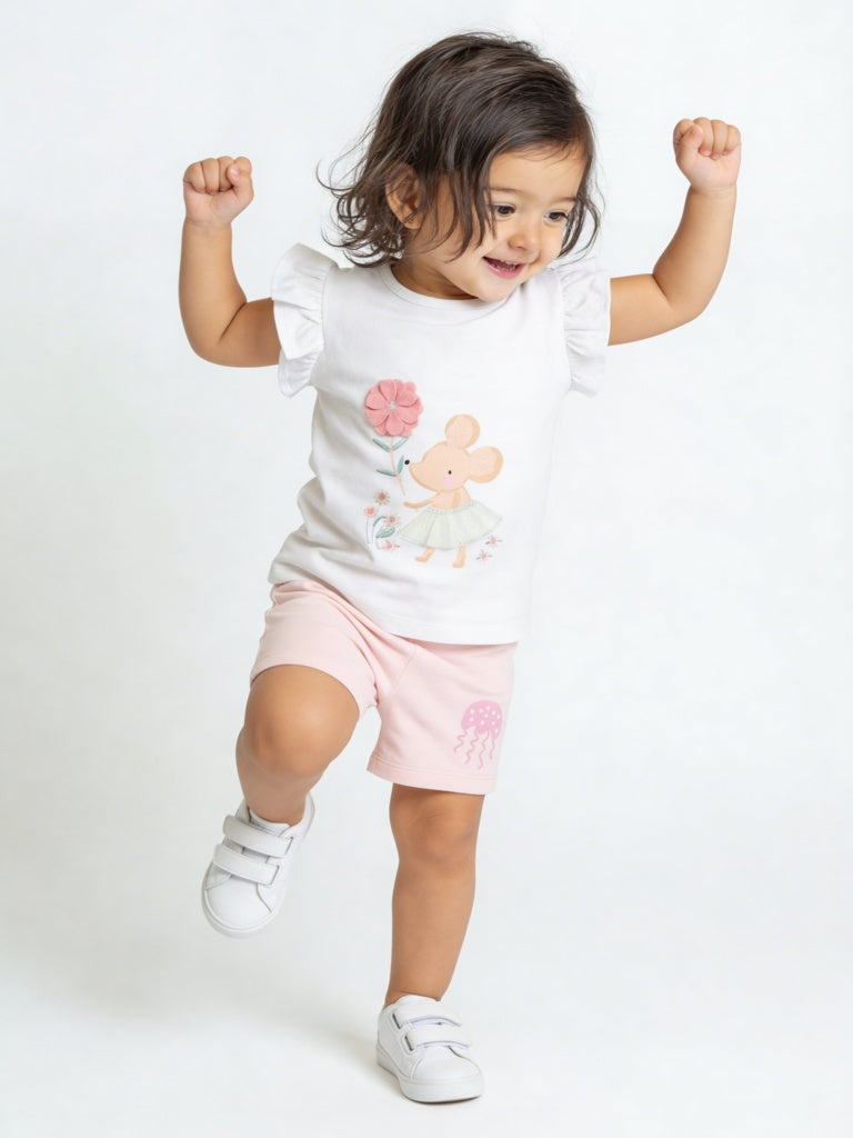 HOP Baby Girls Multicolour Cotton Shorts - Pack of 5