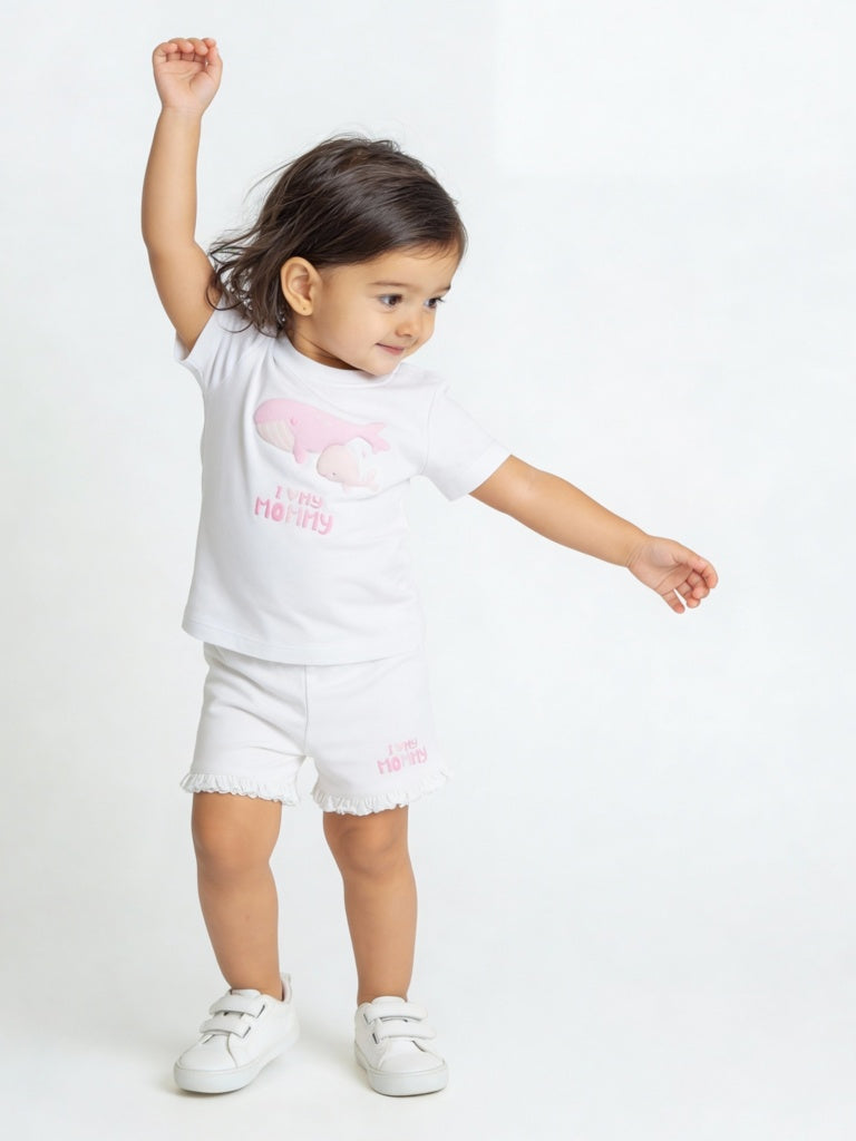 HOP Baby Girls Pink Printed High-Rise Cotton Shorts - Pack of 3