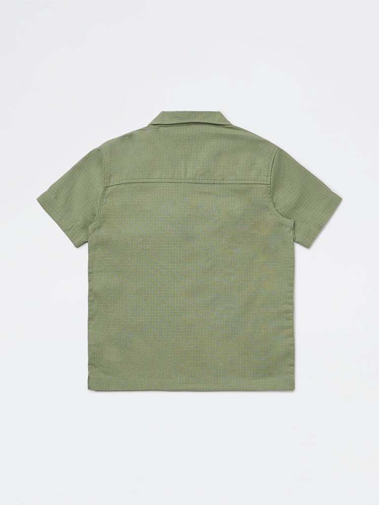 HOP Kids Boys Sage Embroidered Cotton Shirt
