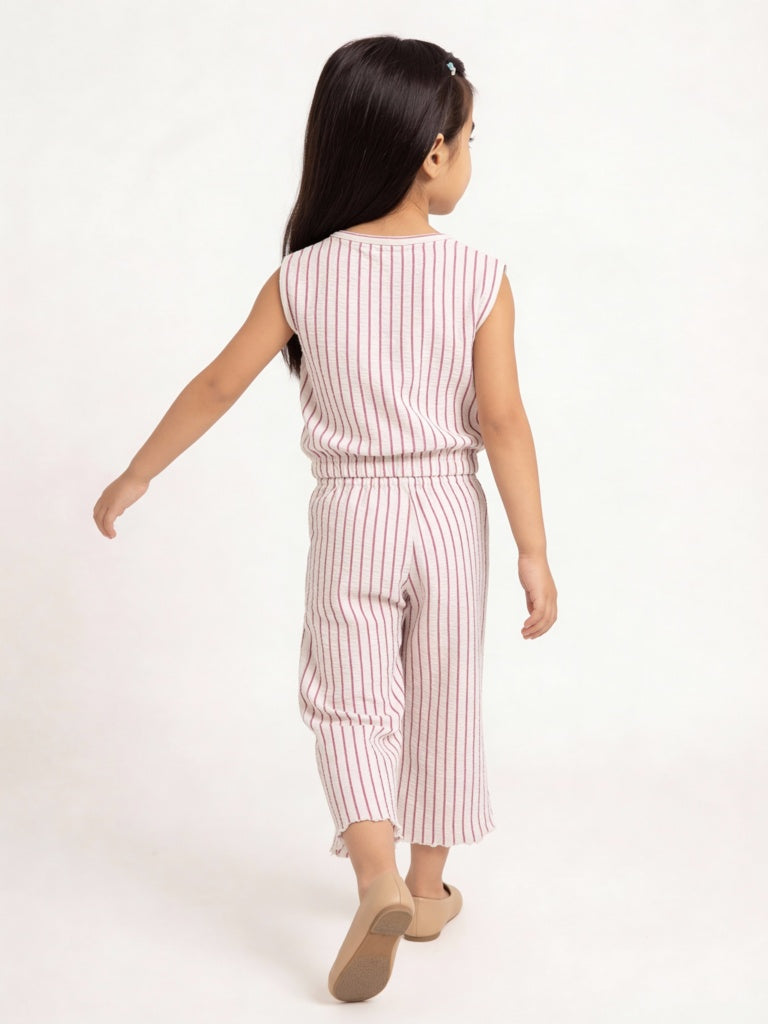 HOP Kids Girls by Wetside Pink Striped Cotton Co-ord Set